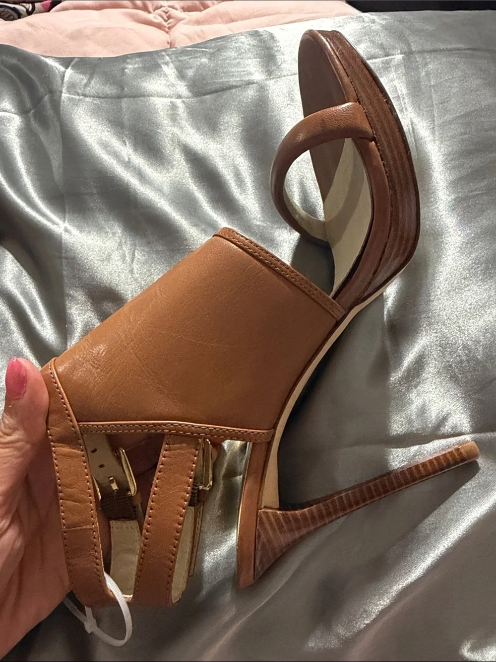 Michael Kors Tan Leather Double-Buckle Stiletto Sandals